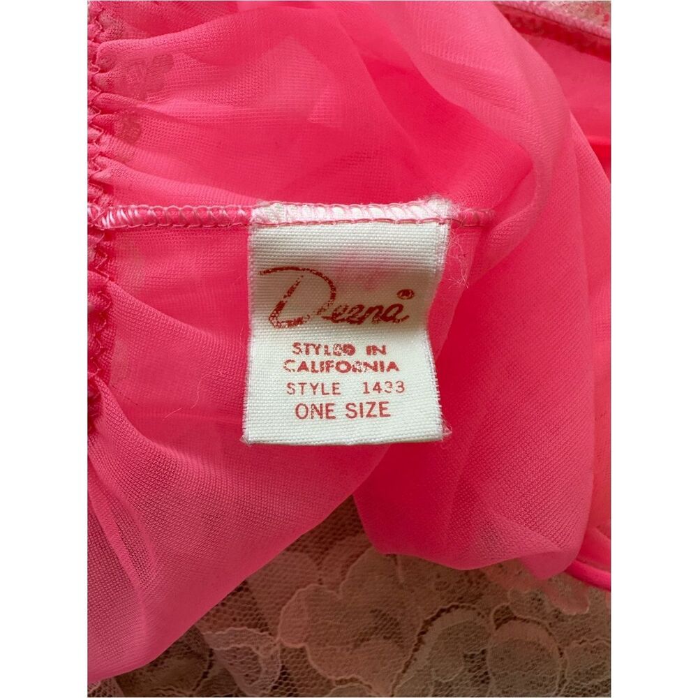 DEENA Sheer Hot Pink Negligee, Nightgown One Size - Picture 5 of 15